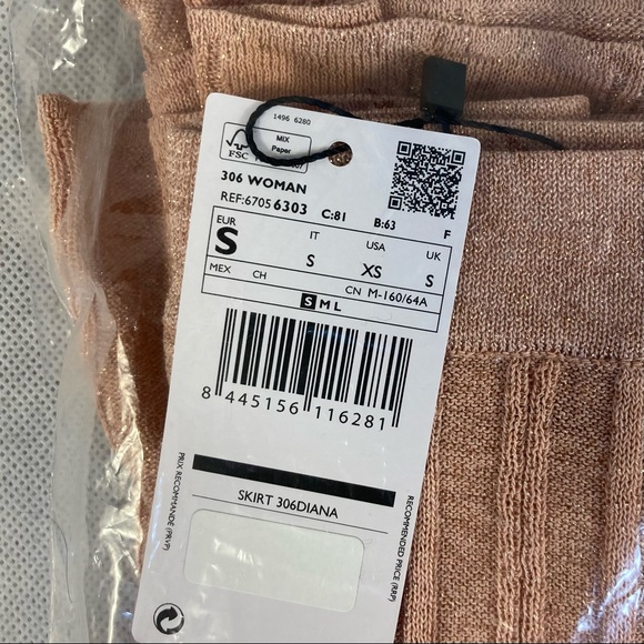 NWT Mango Pleated Midi Skirt in Pastel Pink 67056303 Diana - Picture 9 of 11